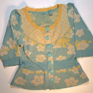 Anthropologie Lambswool Peplum Cardigan Size Medium